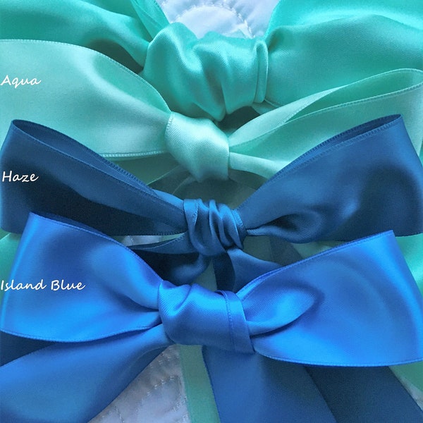 Turquoise Blue Green Teal, Aqua Satin Ribbon Double Sided  Quality Satin for Weddings, Invitations, Sashes, Crafts, Apparel,  By the Yard
