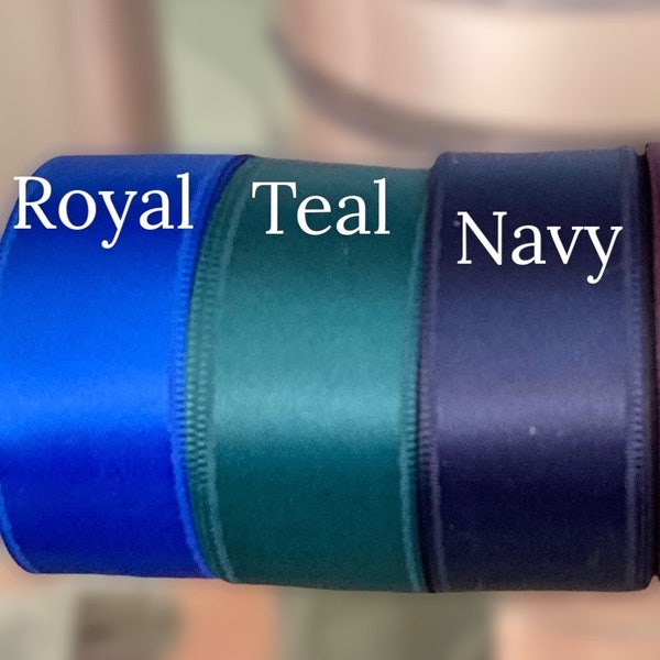 Teal, Purple, Navy, Jewel Colors Satin Ribbon  Double Sided High Quality  Satin By the Yard Weddings, Invitations, Sashes Crafts, Apparel