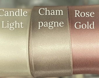 Champagne Ribbon Double Sided High Quality Satin Weddings, Invitations, Sashes, DIY, Apparel, Headbands  By the Yard