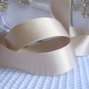 Champagne Ribbon Double Sided High Quality Satin Weddings, Invitations, Sashes, DIY, Apparel, Headbands By the Yard image 5