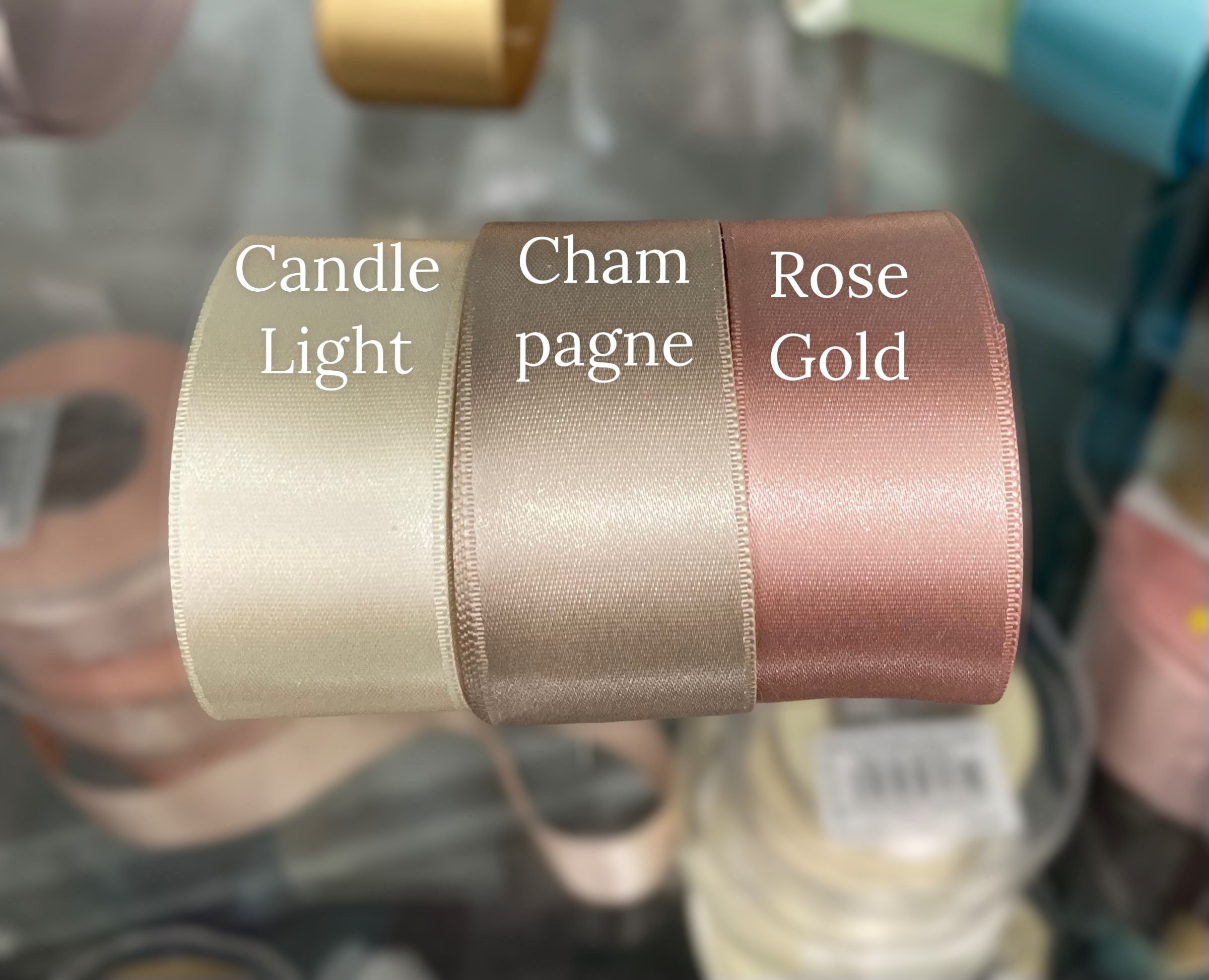 Rose Gold Satin Ribbon 1/8 Inches x 100 Yards, Solid Color Fabric Rose Pink  Ribbon for Gift Wrapping, Crafts, Hair Bows Making, Wreath, Wedding Party