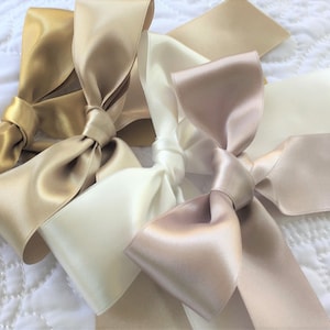 Champagne Ribbon Double Sided High Quality Satin Weddings, Invitations, Sashes, DIY, Apparel, Headbands By the Yard image 4