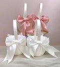 Satin Flower Girl Basket: Elegant Wedding Decor with Bow