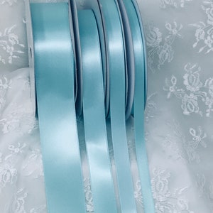 Light Blue Satin Ribbon Double Sided Luxurious Quality Satin for Weddings, Invitations, Sashes, Crafts, Apparel, Headbands  By the Yard