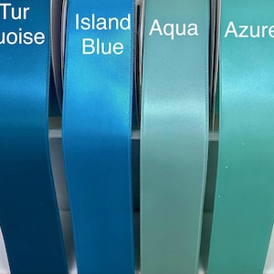 Ruban de satin turquoise, double face, ruban de mariée et d&#39;artisanat, par mètre