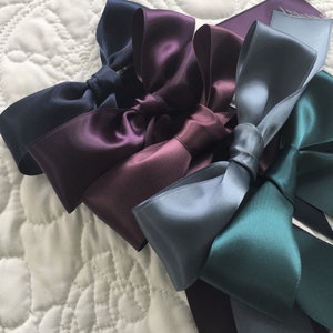 Satin Ribbon Navy, Plum, Amethyst and Teal  Jewel Colors Ribbon Double Sided Satin for Weddings, Invitations, Sashes, Apparel,  By the Yard