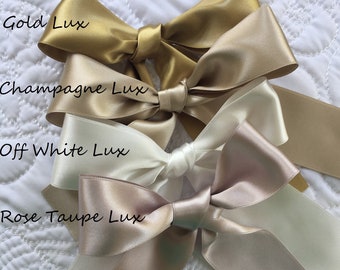 Champagne Ribbon Double Sided High Quality Satin Weddings, Invitations, Sashes, DIY, Apparel, Headbands  By the Yard