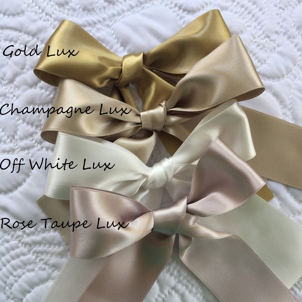 Champagne Ribbon Double Sided High Quality Satin Weddings, Invitations, Sashes, DIY, Apparel, Headbands  By the Yard