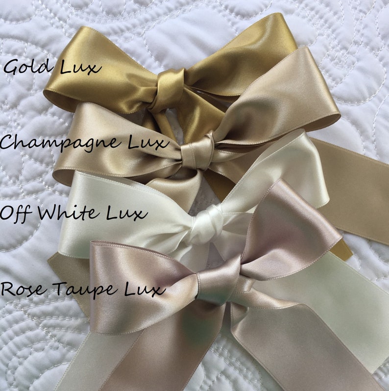 Champagne Ribbon Double Sided High Quality Satin Weddings, Invitations, Sashes, DIY, Apparel, Headbands By the Yard image 3