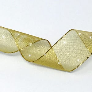Gold Metallic Sheer Shimmer Wired Ribbon in Silver and Gold for Christmas Ribbon