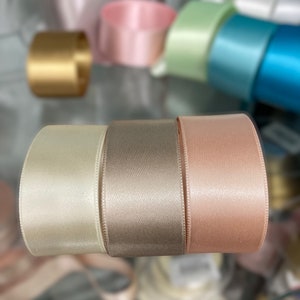 Champagne Ribbon Double Sided High Quality Satin Weddings, Invitations, Sashes, DIY, Apparel, Headbands By the Yard image 2