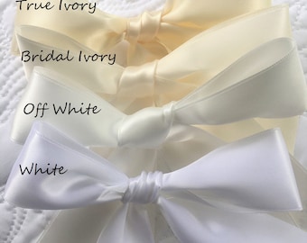 White Satin Ribbon, Off White, Ivory, Bridal White Satin Ribbon,Double Sided Wedding Ribbon, Bridal Sashes