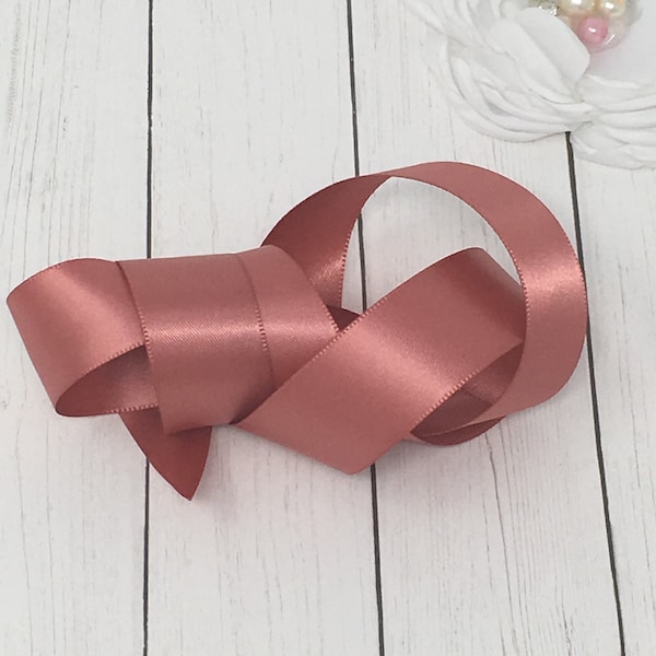 Cinnamon Pink Satin Ribbon Double Sided High Quality Satin By the Yard Weddings, Invitations, Sashes Crafts, Apparel, Headbands