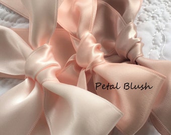 Blush Satin Ribbon Double Sided High Quality Satin Ribbon Wedding Invitations, Sashes,  Ballet Pink, By the Yard