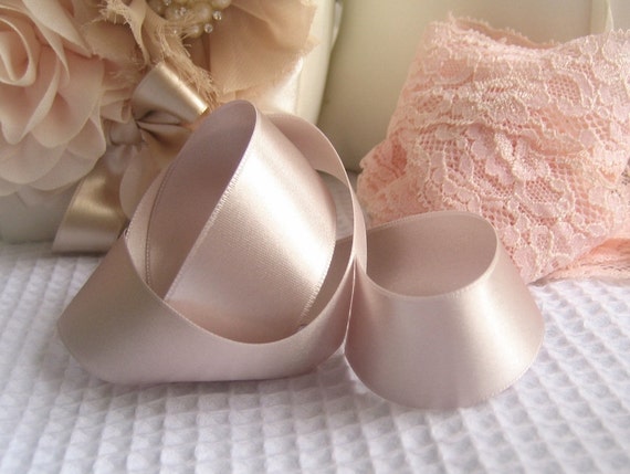 Ivory Satin Ribbon Wedding Ribbons off White, Ivory, Cream Double