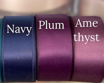 Purple, Navy, Teal, Jewel Colors Satin Ribbon  Double Sided High Quality  Satin By the Yard Weddings, Invitations, Sashes Crafts, Apparel