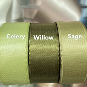 Fita de cetim verde-sálvia dupla face, verde-salgueiro, verde-sálvia, verde-aipo, cetim luxuoso para casamentos, convites, faixas, por metro