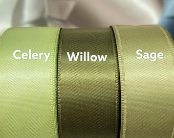 Sage Green Satin Ribbon, Double Sided, Wedding Invitations, Sashes, By the Yard