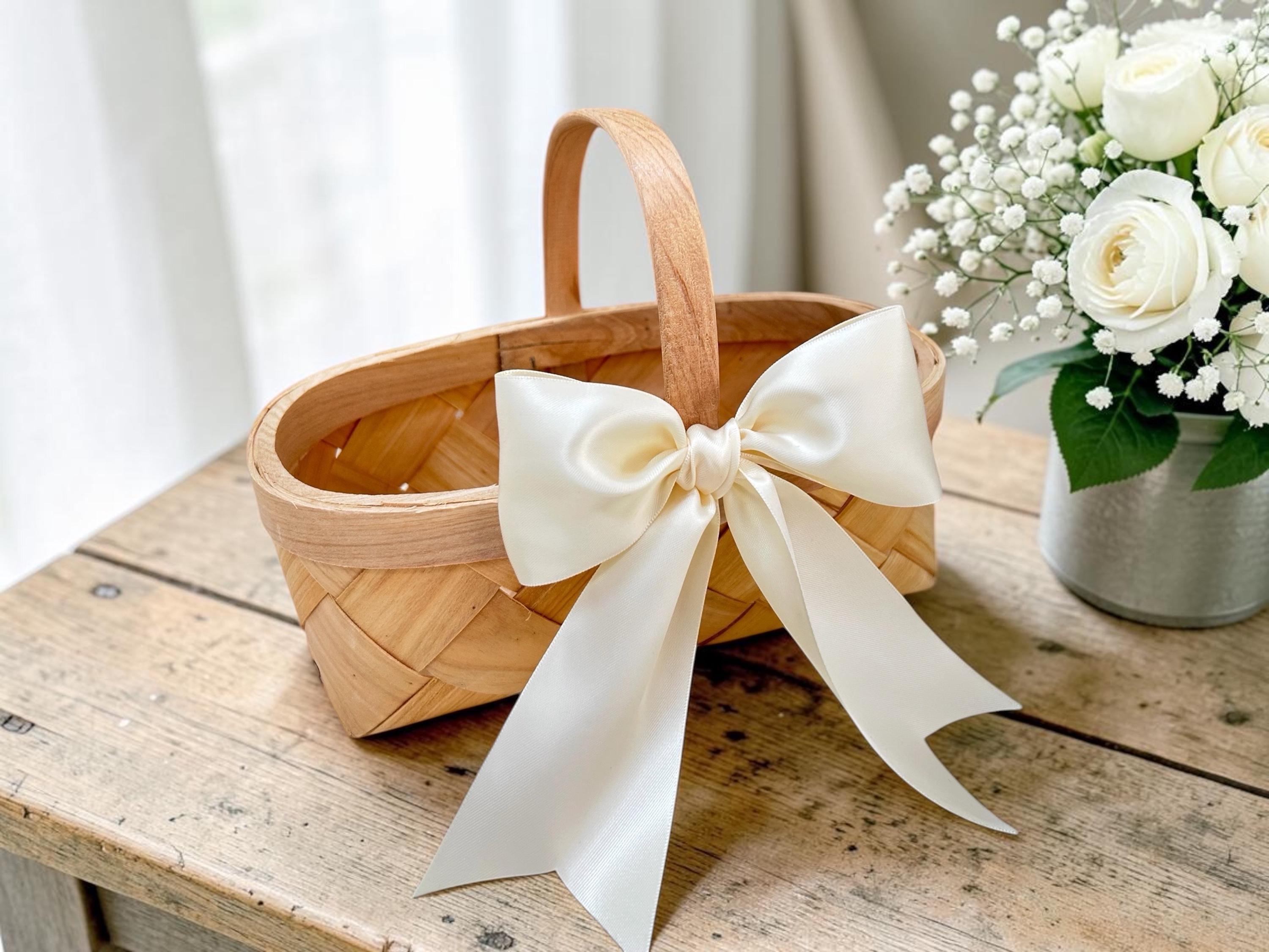 basket design for wedding dress Amazon.com: Wedding Flower Girl Basket, Ivory Flower Girl Baskets for Weddings Flower Basket with Removable Handle Romantic Lace Bowknot Bride Basket for Wedding Home Party Decor(#1) : Home & Kitchen