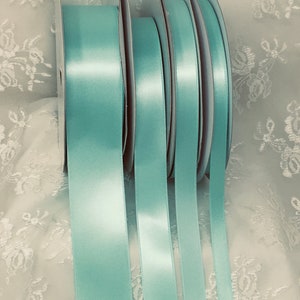 Ruban de satin Aqua Double face en satin de qualité pour mariages, invitations, ceintures, artisanat, vêtements, par mètre