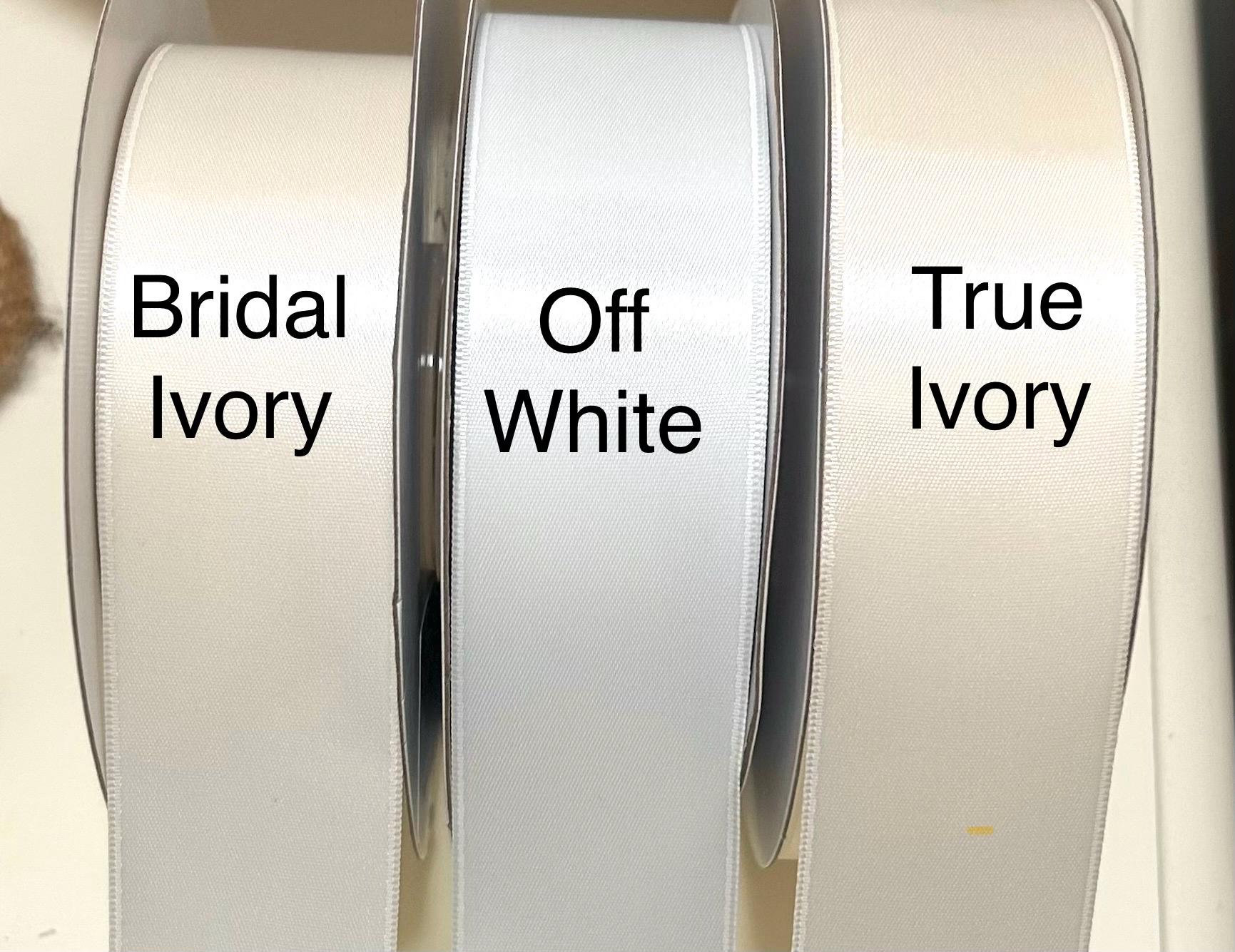 Satin Ribbon, White, Ivory, off White Double Sided, Bridal & Craft
