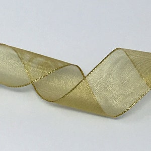 Gold Metallic Sheer Shimmer Wired Ribbon in Silver and Gold for Christmas Ribbon