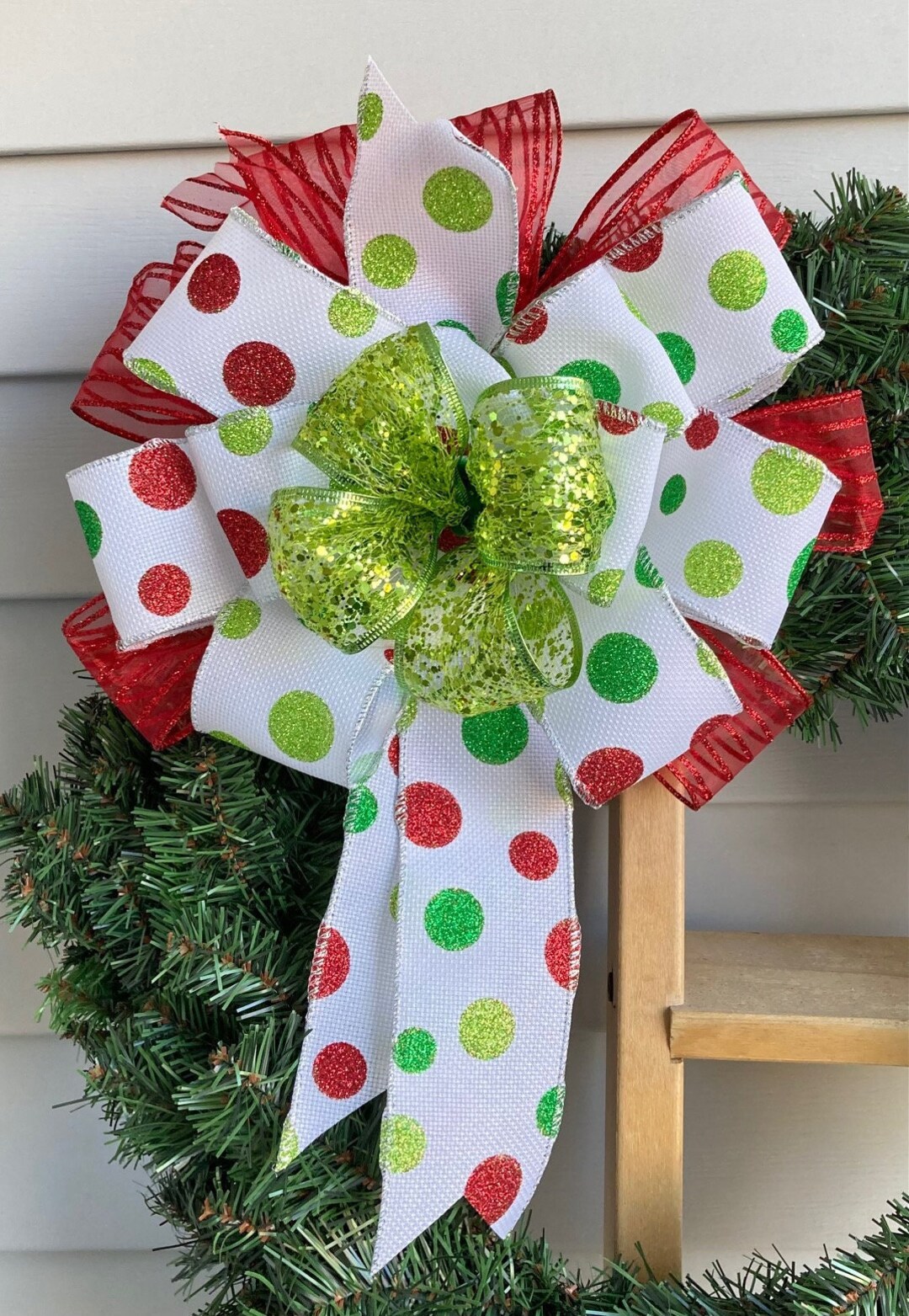 Christmas Wreath Bow Christmas Bow Wreath Bow Porch Decor Etsy
