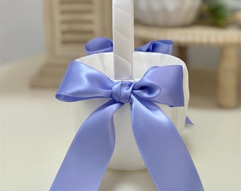 Satin Flower Girl Basket: Elegant Wedding Decor