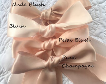 Petal Blush Satin Ribbon  Double Sided 5/8&quot;, 7/8&quot;, 1.5&quot;, 2.25&quot;,  Quality Satin By the Yard Weddings, Invitations, Sashes, Bouquets, Apparel