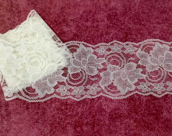 Ivory Lace Trim 4" Lace by the yard, Wide Lace Wedding, Bridal,  DIY Lace Ivory Lace Black Lace