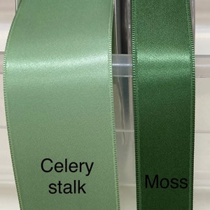 Celery Green Satin Ribbon, Weddings, Sashes, Double Sided By the Yard