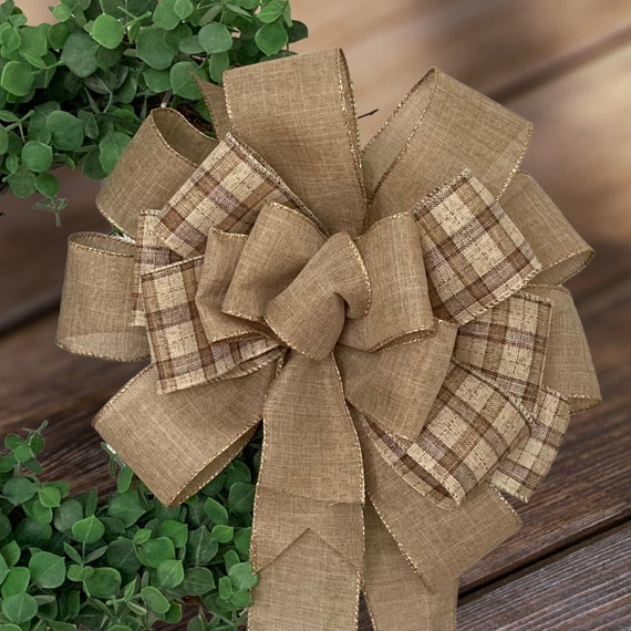 Large Wreath Bow Fall Bow Farmhouse Bow Wreath Bow Porch Decor  Farmhouse Decor Ribbon Burlap Ribbon