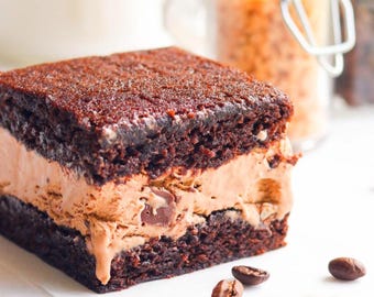 Brownie Mocha Toffee Ice Cream Sandwiches Recipe Card | Printable Dessert PDF