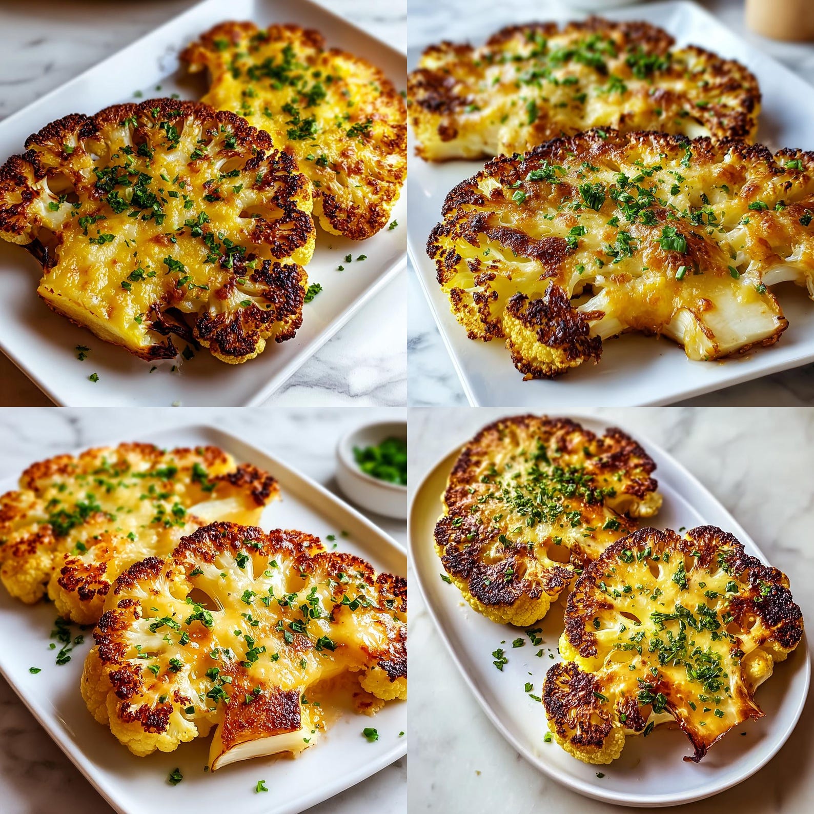 Golden Crusted Cheesy Cauliflower Steaks | Vegetarian Dinner Recipe ...