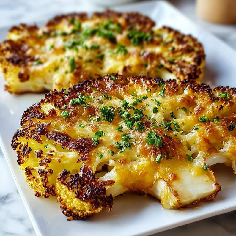 Golden Crusted Cheesy Cauliflower Steaks | Vegetarian Dinner Recipe ...