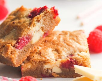 White Chocolate Raspberry Blondies Recipe Card Printable | Instant Kitchen Print | Sweet Treat Recipe