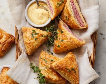 Hojaldre crujiente de jamón y queso listo en 40 minutos (PDF imprimible)