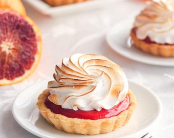 Blood Orange Meringue Tarts Recipe Card | Citrus Dessert Baking (PDF Download)