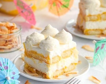 Piña Colada Tiramisu Recipe Card Printable PDF | Coconut Pineapple Summer Dessert Printable