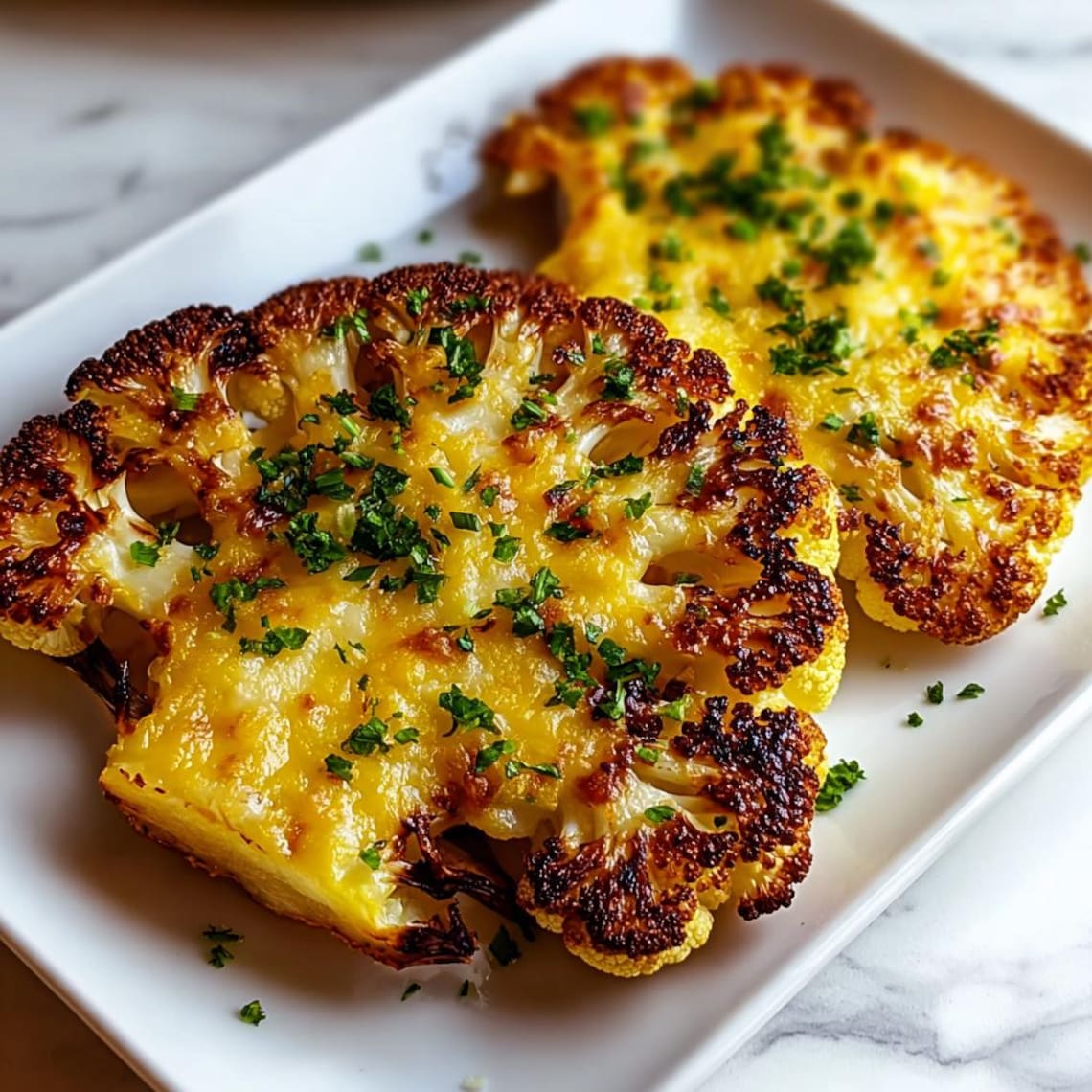 Golden Crusted Cheesy Cauliflower Steaks | Vegetarian Dinner Recipe ...