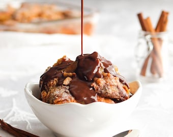 Tres Leches Bread Pudding Recipe Card | Mexican Chocolate Dessert (PDF Card)