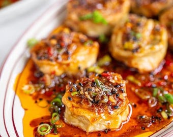 Pork Dumpling Rolls Recipe Card | Chili Oil Asian Appetizer (Printable PDF)