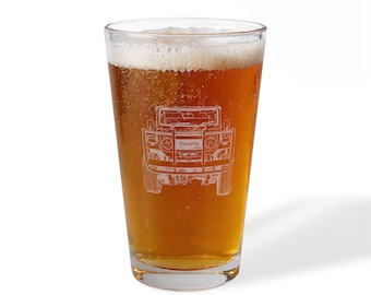 Vaso de pinta vintage Landcruiser FJ45 / Vaso mezclador grabado de 473 ml