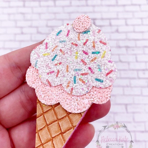 Glitter Ice Cream Hair Clip, 1ST Birthday Hair Bow, Ice Cream Clip, Ice Cream Cone, Birthday Hair Clip, Birthday Bow