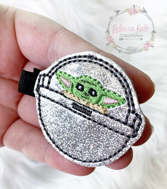 Baby Yoda Clip Baby Yoda Hair Clip Yoda Feltie Baby Yoda Etsy
