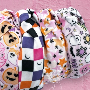 Halloween Fabric Headband, Halloween Knotted Headband, Pink Halloween, Headband for Halloween, Halloween for Woman, Girly Halloween Headband