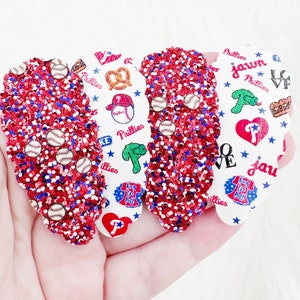 Philadelphia Phillies Hair Clips,Phillies Hair Clips,Phillies Snap Clips,Hair Clips for Women,Toddler Snap Clips,Red glitter Hair Clips