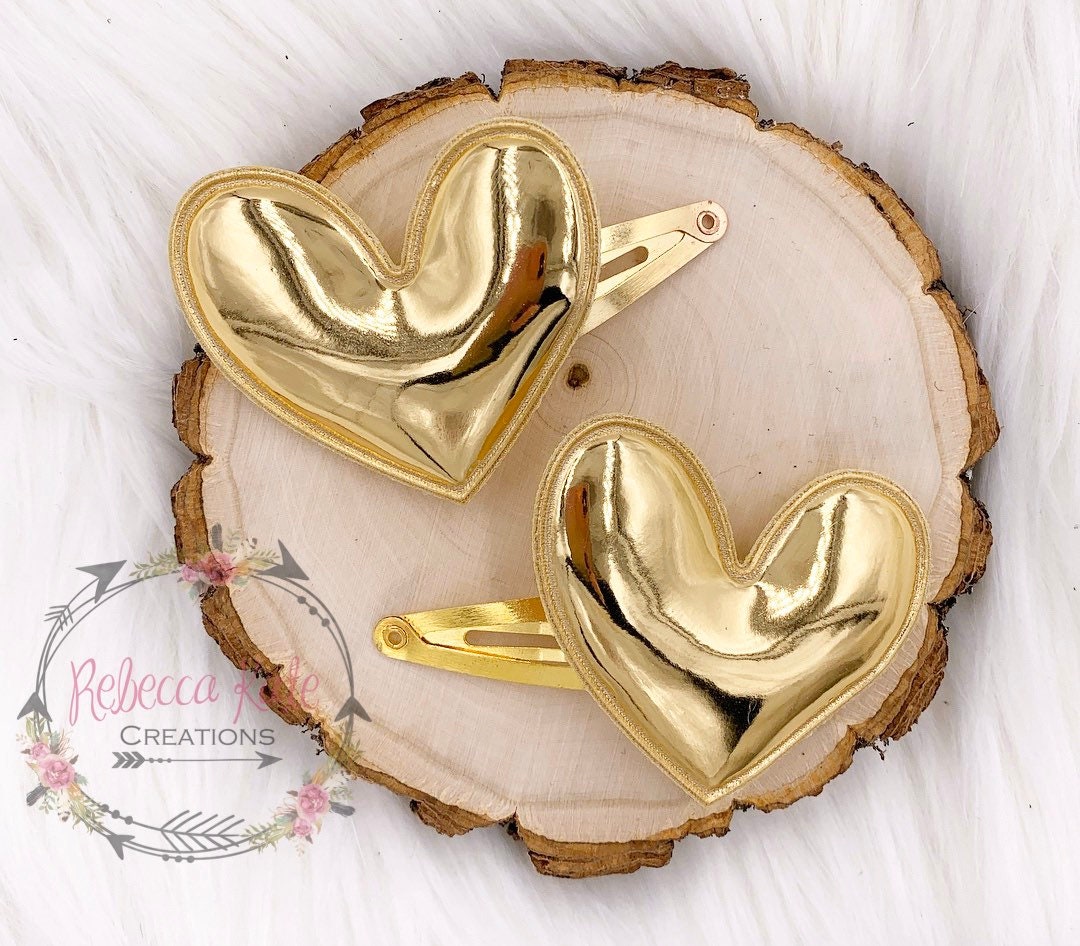 Gold Heart Hair Clip - Etsy display picture 1