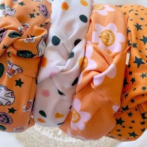 Halloween Fabric Headband, Halloween Knotted Headband, black and orange headband, Ghost Headband, Headband for Halloween