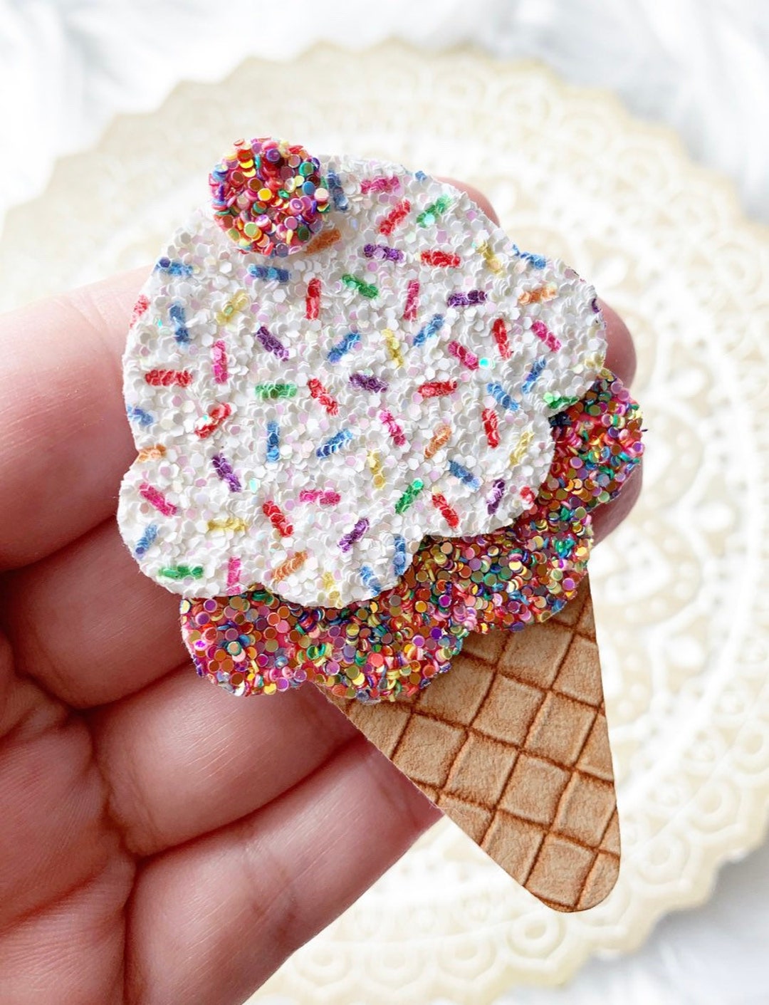 Ice Cream Hair Clip, 1ST Birthday, Ice Cream Hair Bow, Ice Cream Cone